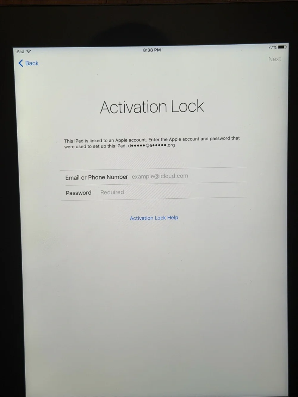 Apple iPad Tablet - Black and White - Activation Locked